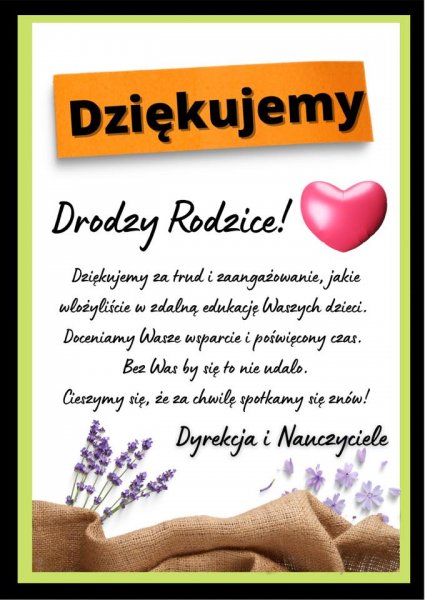 PODZIĘKOWANIA DLA RODZICÓW